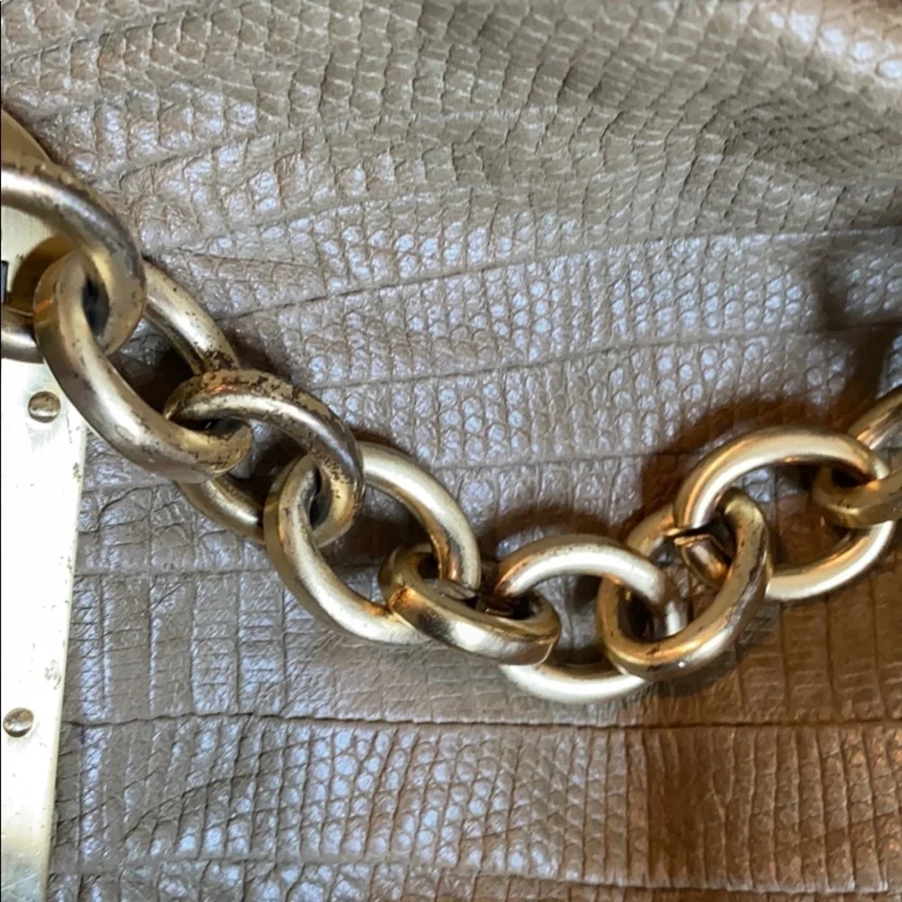 BCBGMAXAZRIA tan snakeskin leather tote